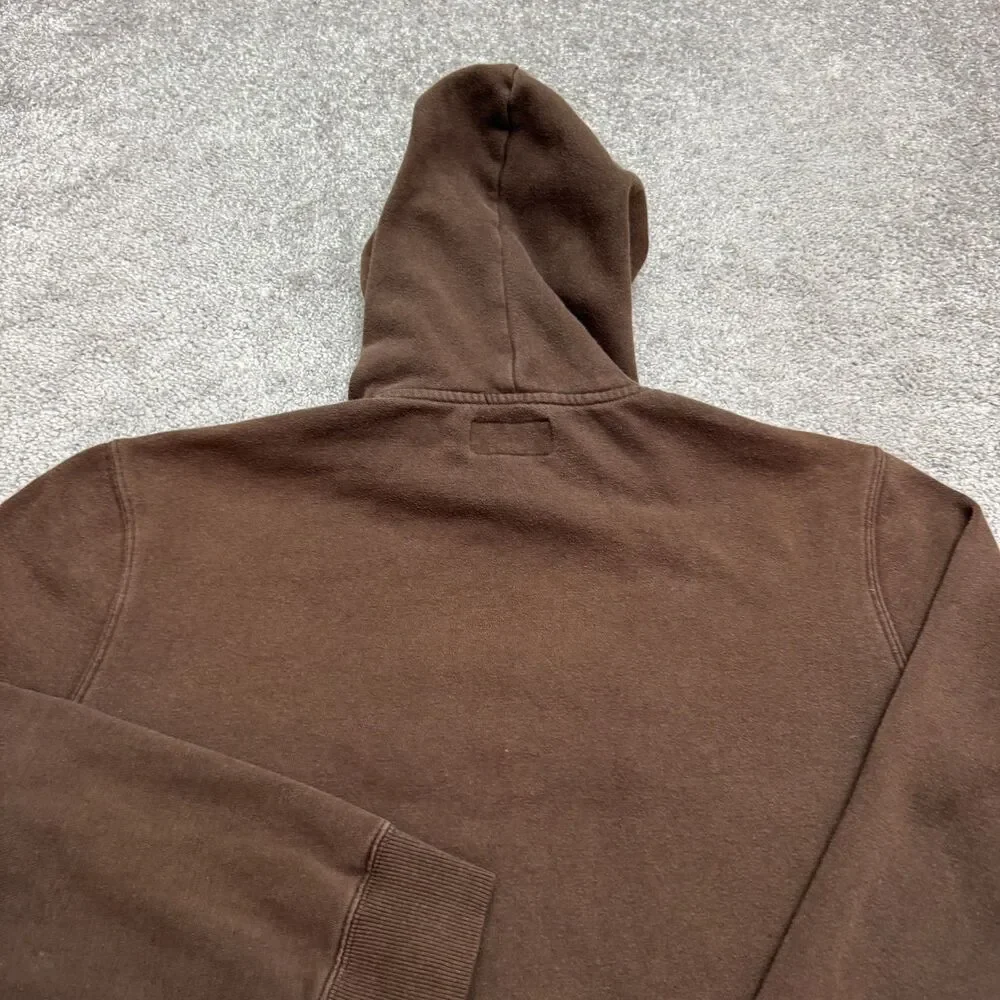True Religion Hoodie Pullover Sweatshirt Men Small Brown Embroidered Logo Fleece
